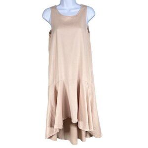 Anthropology Maeve XS Camillia Blush Dropwaist HiLow Dress Linen Blend Lagenlook